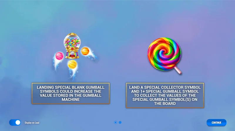 Sweet Candy Cash Stash - hovedmeny og spilleautomatinnstillinger
